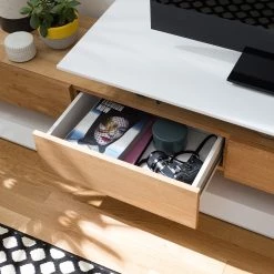 Fredriks Meuble TV Hensies - Blanc mat / Chêne à nœuds -Meubles de salon Soldes 1000174305 200117 07244800006 DETAILS P000000001000174305