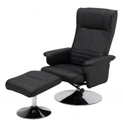 Fredriks Fauteuil de relaxation Devato - Avec repose-pieds / Imitation cuir - Noir