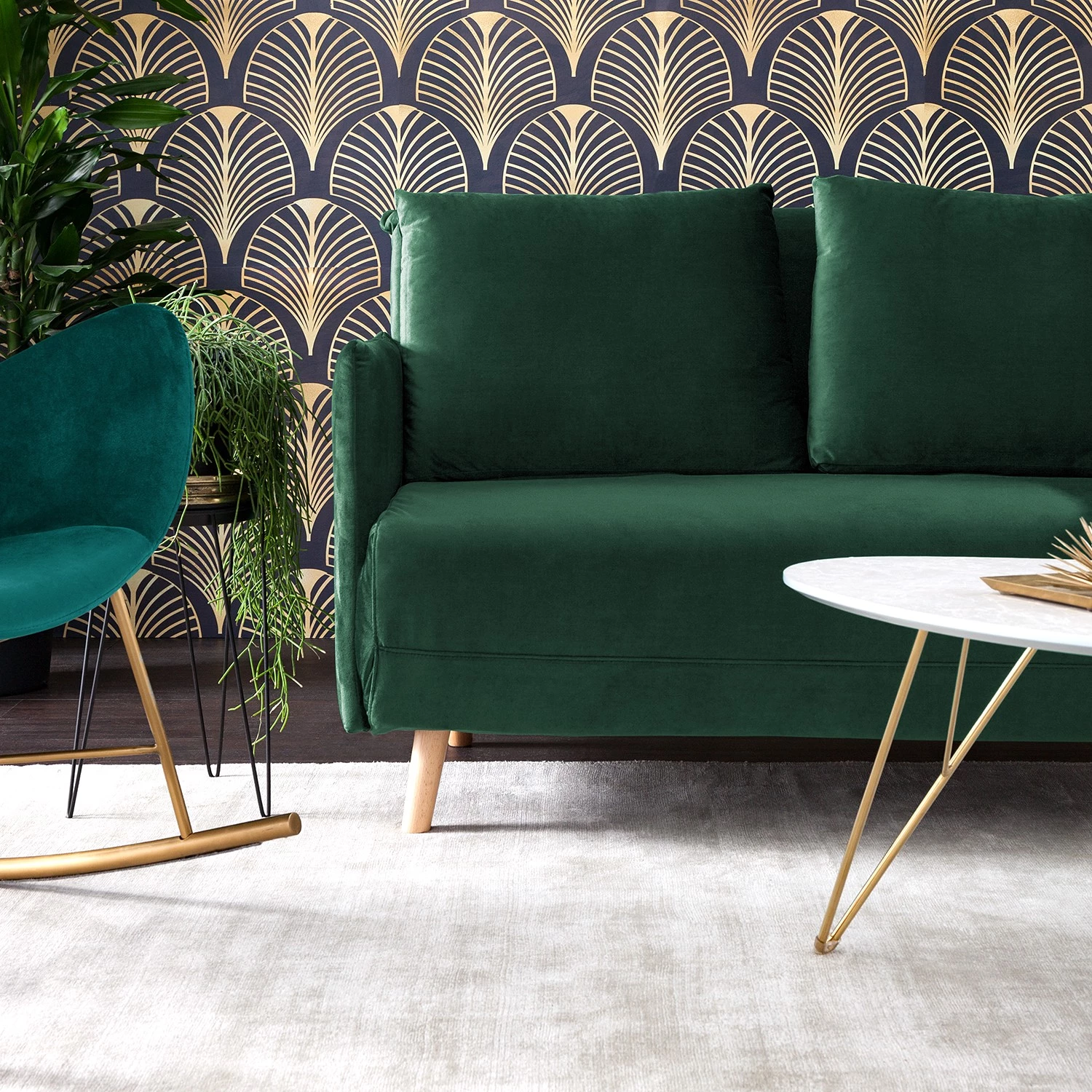 Jack & Alice Canapé convertible Lobau II - Velours - Vert foncé 13 Jack & Alice Canapé convertible Lobau II - Velours - Vert foncé – Image 11