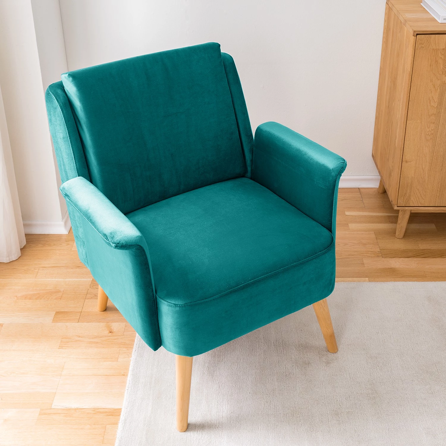 Mørteens Fauteuil Karnup - Velours - Bleu pétrole 5 Mørteens Fauteuil Karnup - Velours - Bleu pétrole – Image 3