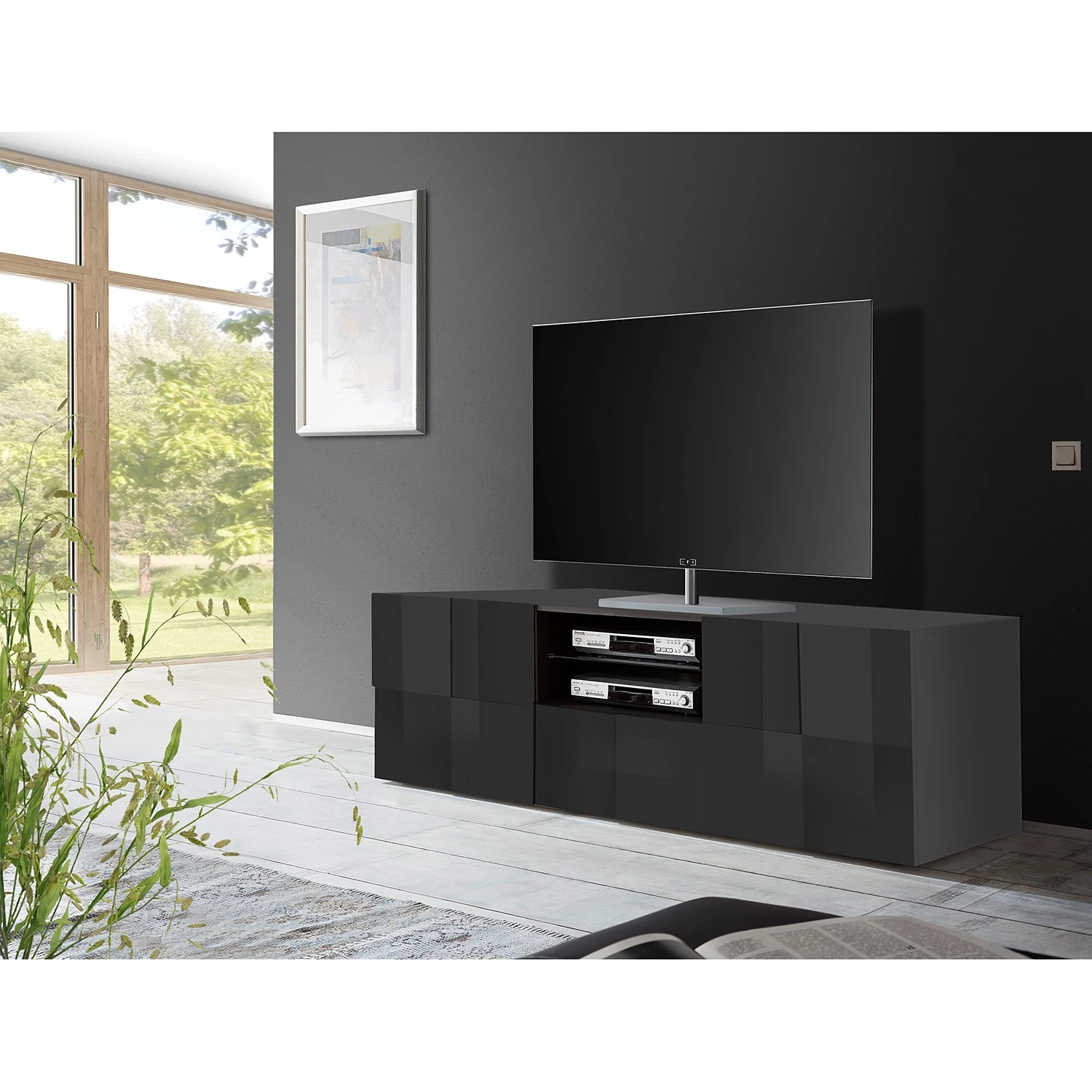 LC Spa Meuble TV Dama II - Anthracite brillant 4 LC Spa Meuble TV Dama II - Anthracite brillant – Image 2