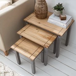 Maison Belfort Tables gigognes Finca Rustica (3 élém.) - 3 éléments -Pin massif - Pin gris -Meubles de salon Soldes 1000178043 200507 14232200007 MOOD DETAILS P000000001000178043 mood