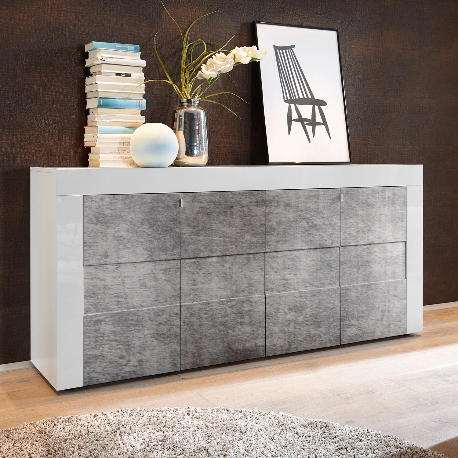 LC Spa Buffet Easy III - Blanc brillant / Imitation béton 4 LC Spa Buffet Easy III - Blanc brillant / Imitation béton – Image 2