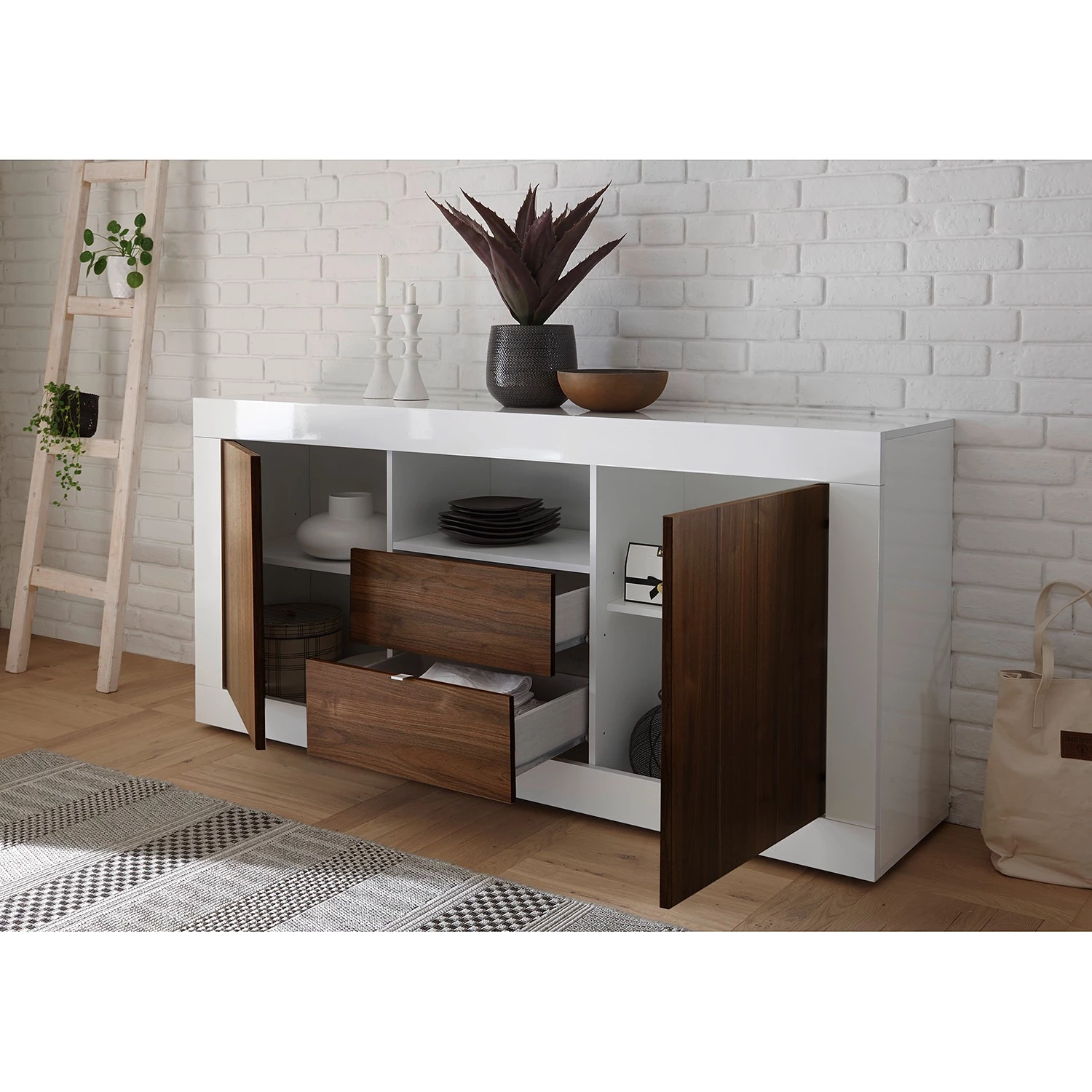 LC Spa Buffet Urbino I - Imitation noisetier / Blanc 5 LC Spa Buffet Urbino I - Imitation noisetier / Blanc – Image 3