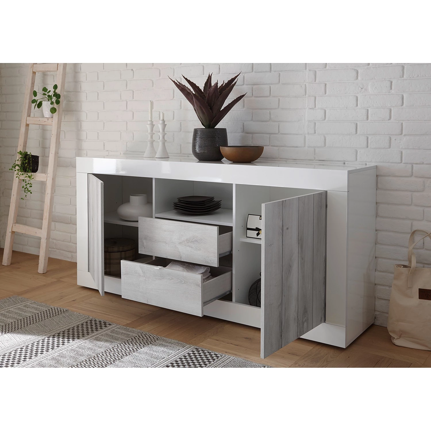 LC Spa Buffet Urbino I - Gris clair / Blanc 5 LC Spa Buffet Urbino I - Gris clair / Blanc – Image 3