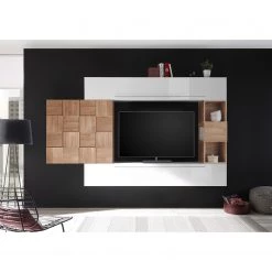 LC Spa Ensemble meubles TV Infinity VII (4 él.) - Blanc / Imitation noyer clair