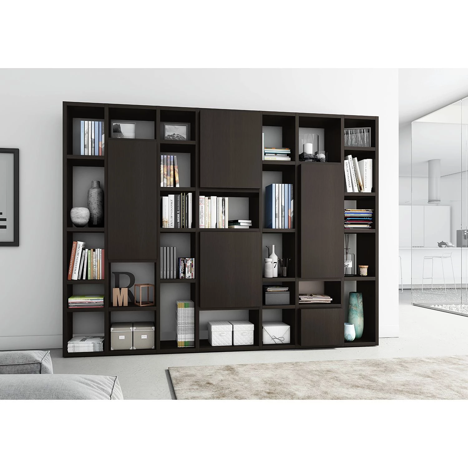 Loftscape Bibliothèque Emporior V - Imitation chêne marron-noir 3 Loftscape Bibliothèque Emporior V - Imitation chêne marron-noir