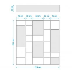 Loftscape Bibliothèque Emporior VII - Mat beige clair - Largeur : 224 cm -Meubles de salon Soldes 1000178975 190801 08301600030 SKETCH DETAILS P000000001000178975 sketch