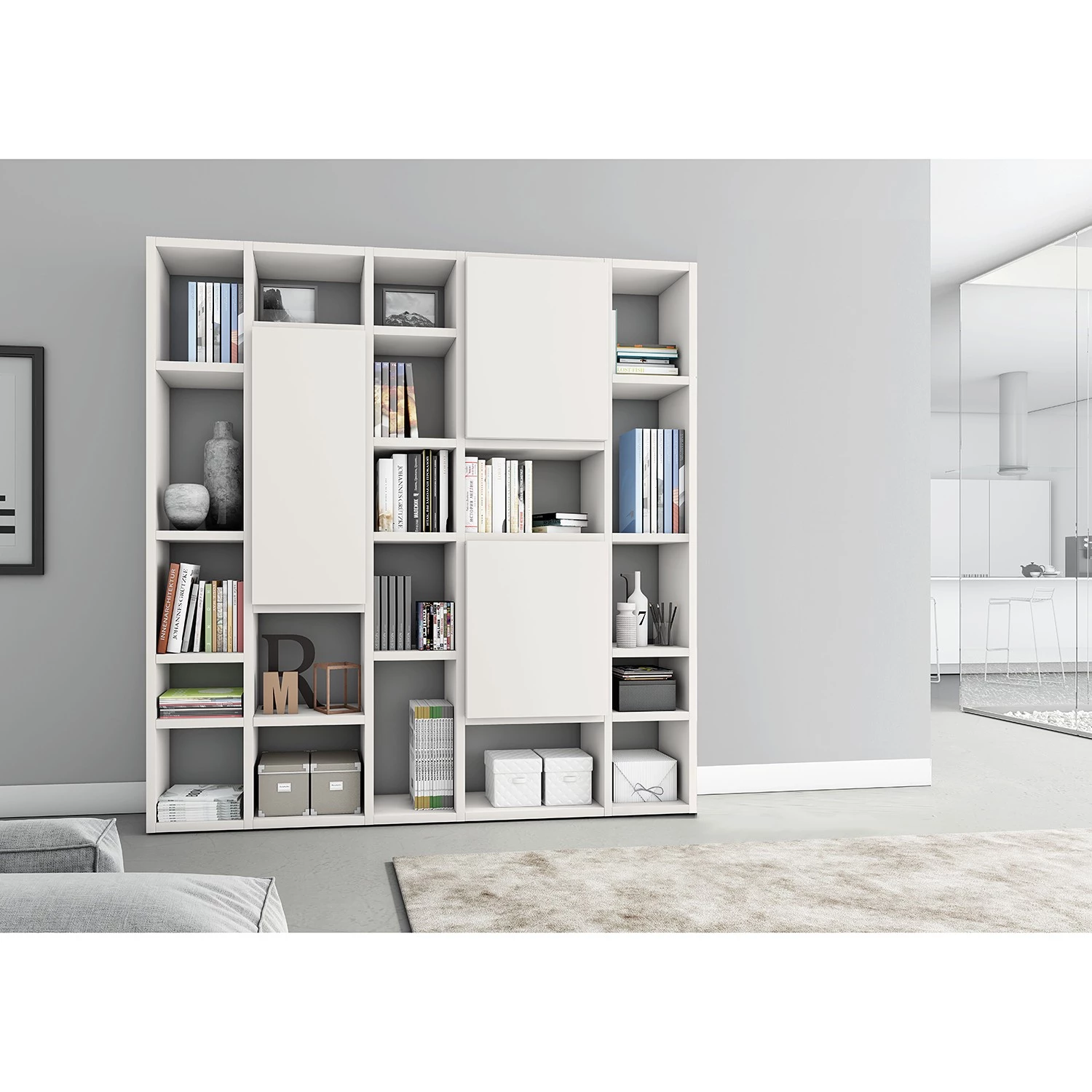 Loftscape Bibliothèque Emporior VII - Blanc crème - Largeur : 214 cm 3 Loftscape Bibliothèque Emporior VII - Blanc crème - Largeur : 214 cm