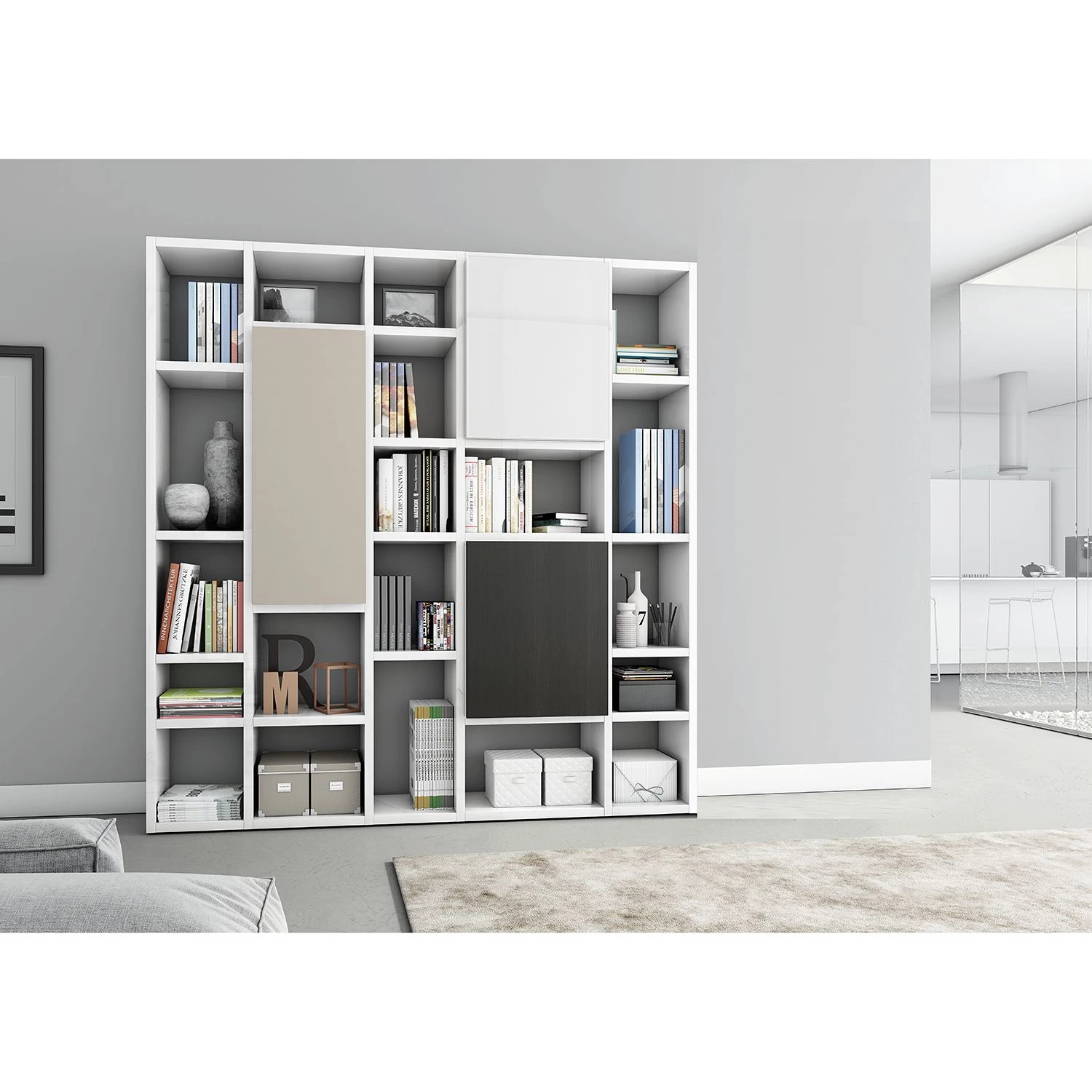 Loftscape Bibliothèque Emporior III - Blanc brillant 3 Loftscape Bibliothèque Emporior III - Blanc brillant