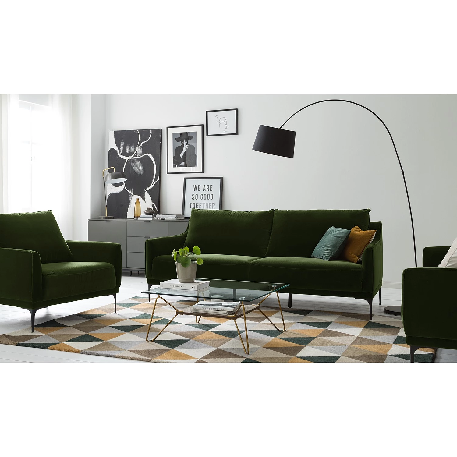 Studio Copenhagen Canapé Pouch (3 places) - Velours - Vert foncé 5 Studio Copenhagen Canapé Pouch (3 places) - Velours - Vert foncé – Image 3