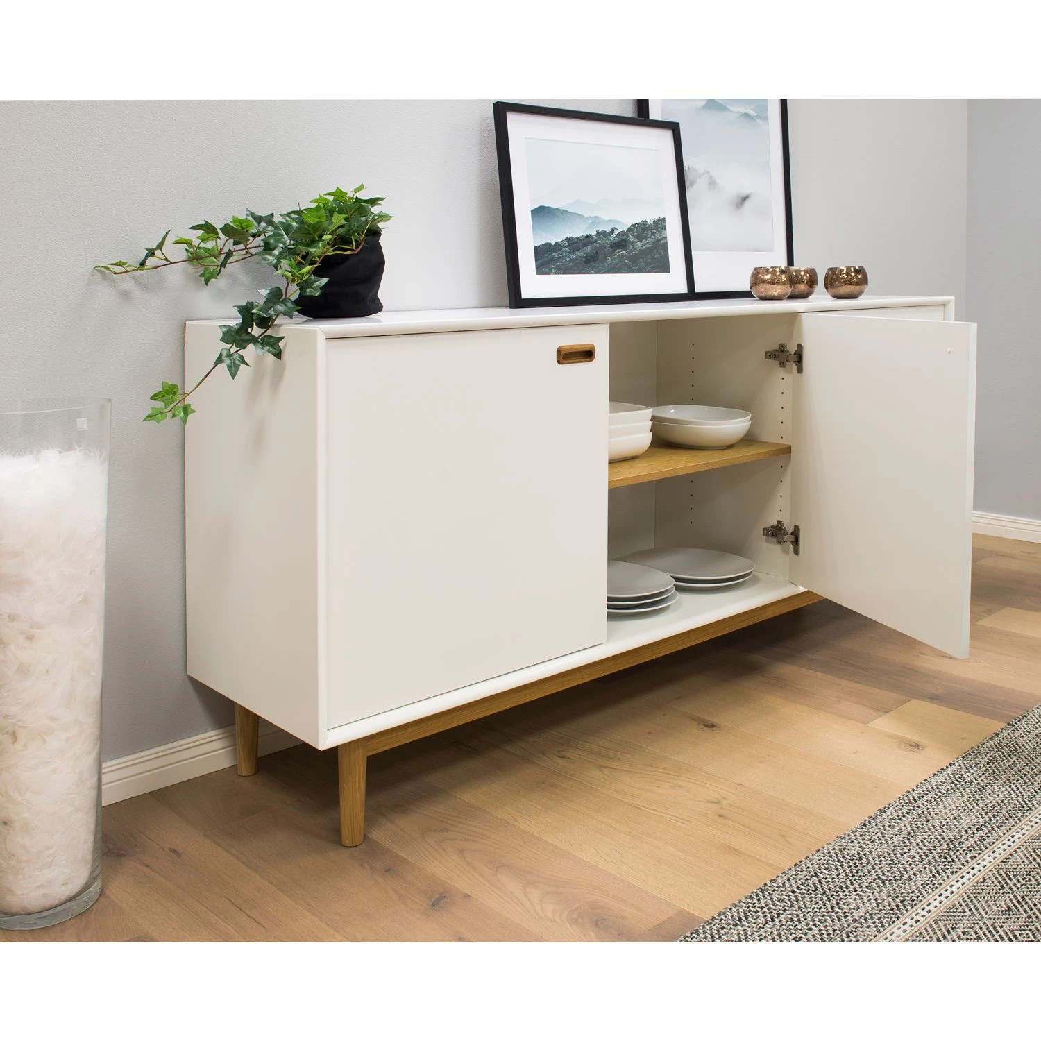Tenzo Buffet Svea II - Blanc / Imitation chêne 5 Tenzo Buffet Svea II - Blanc / Imitation chêne – Image 3
