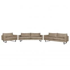 Ars manufacti Ensemble de canapés Liel I (3-2-1) - Aspect cuir vieilli - Microfibre Priya: Beige