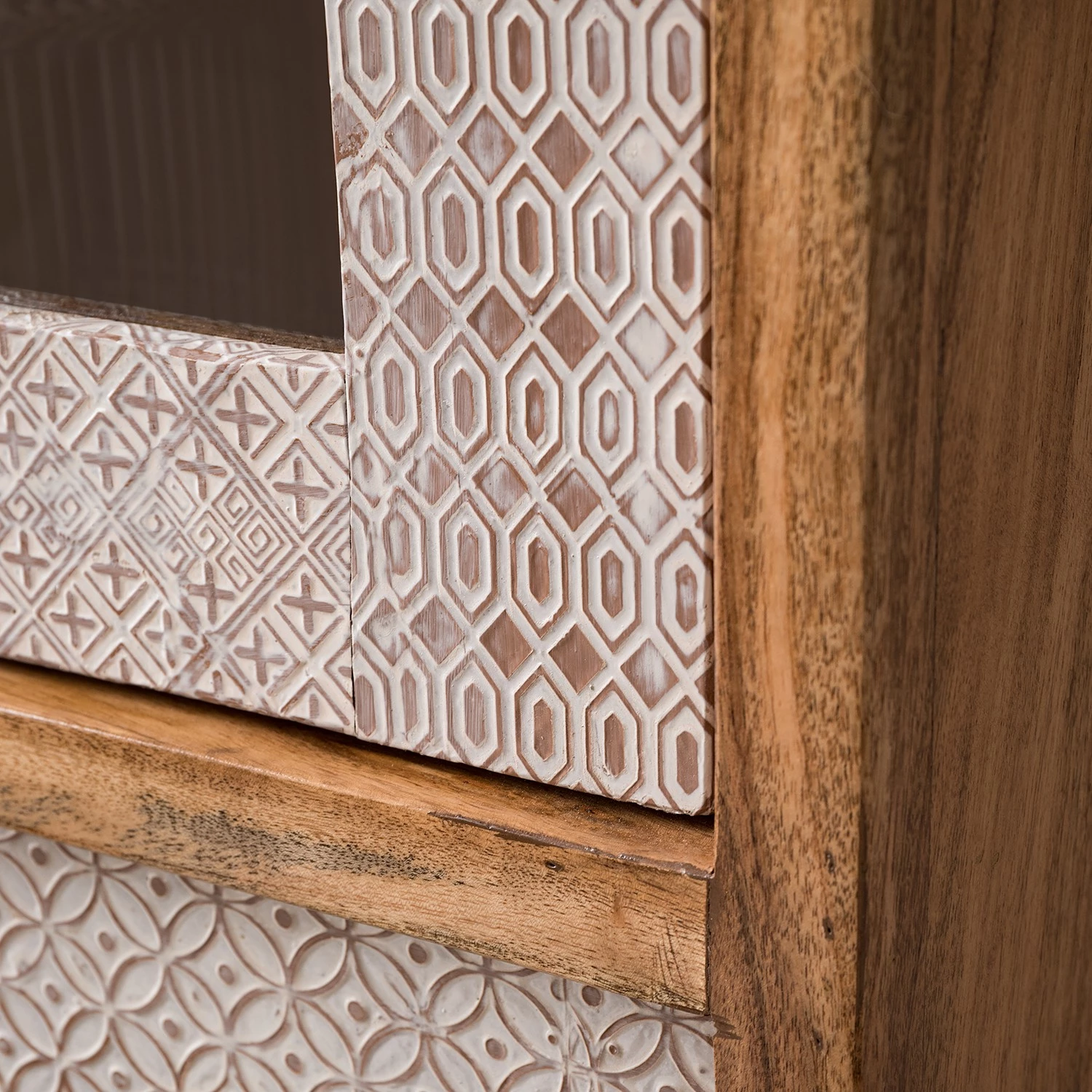 Ars manufacti Vitrine Buuda - Partiellement en acacia massif - Écru / Acacia 7 Ars manufacti Vitrine Buuda - Partiellement en acacia massif - Écru / Acacia – Image 5