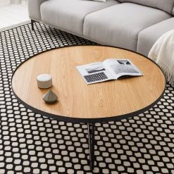 Fredriks Table basse Permet - Placage en bois véritable - Chêne / Noir - Diamètre : 100 cm -Meubles de salon Soldes 1000182058 210323 15234801718 MOOD DETAILS P000000001000182058 mood