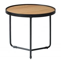 Fredriks Table basse Permet - Placage en bois véritable - Chêne / Noir - Diamètre : 50 cm -Meubles de salon Soldes 1000182059 200211 16020000012 DETAILS P000000001000182059