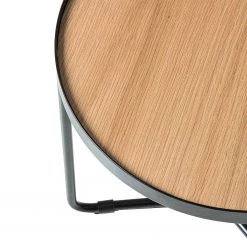 Fredriks Table basse Permet - Placage en bois véritable - Chêne / Noir - Diamètre : 50 cm -Meubles de salon Soldes 1000182059 200211 16020000018 DETAILS P000000001000182059