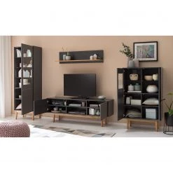 Mørteens Ensemble meubles TV Lindholm III (4 él.) - Partiellement en chêne massif - Gris -Meubles de salon Soldes 1000182337 200108 13510200031 MOOD DETAILS P000000001000182337 mood