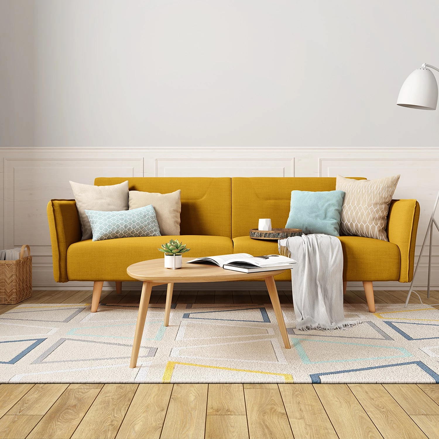 Mørteens Canapé convertible Asbro I - Tissu - Jaune 4 Mørteens Canapé convertible Asbro I - Tissu - Jaune – Image 2