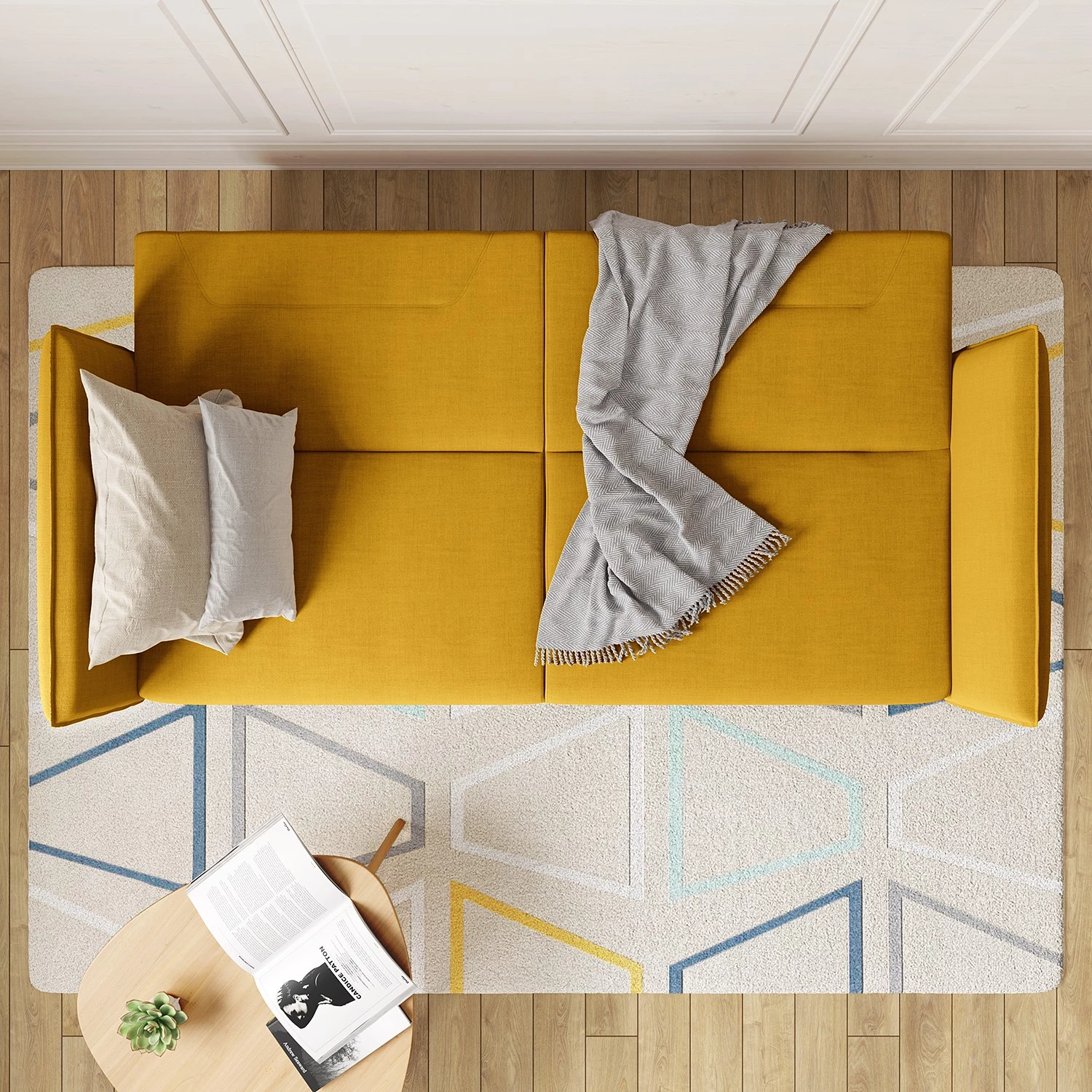 Mørteens Canapé convertible Asbro I - Tissu - Jaune 5 Mørteens Canapé convertible Asbro I - Tissu - Jaune – Image 3