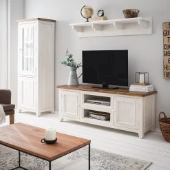 Maison Belfort Meubles TV muraux Balignton III (3 él.) - Pin massif - Blanc / Pin