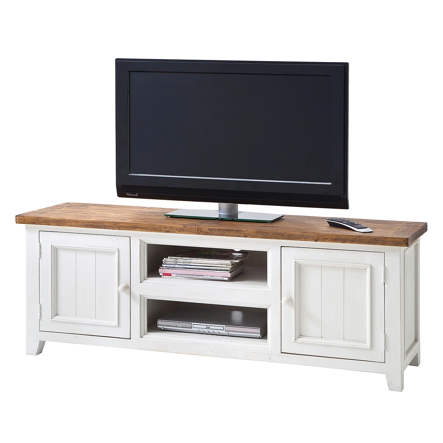 Maison Belfort Meubles TV muraux Balignton III (3 él.) - Pin massif - Blanc / Pin 4 Maison Belfort Meubles TV muraux Balignton III (3 él.) - Pin massif - Blanc / Pin – Image 2