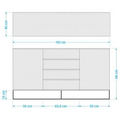 Ars Natura Buffet Nozza II - Placage en bois véritable - Chêne / Noir -Meubles de salon Soldes 1000182814 211018 083456000516 SKETCH DETAILS P000000001000182814 sketch
