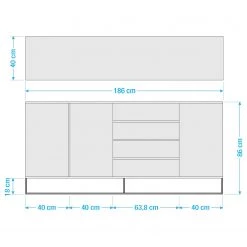 Ars Natura Buffet Nozza I - Placage en bois véritable - Chêne / Noir -Meubles de salon Soldes 1000182824 211018 083456000520 SKETCH DETAILS P000000001000182824 sketch