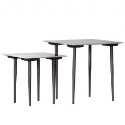 Jack & Alice Tables gigognes Marbollo V (2 éléments) - Marbre / Métal - Gris / Anthracite