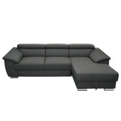 Fredriks Canapé d’angle Swain - Tissu - Anthracite - Méridienne courte à droite (vue de face) - Sans fonction