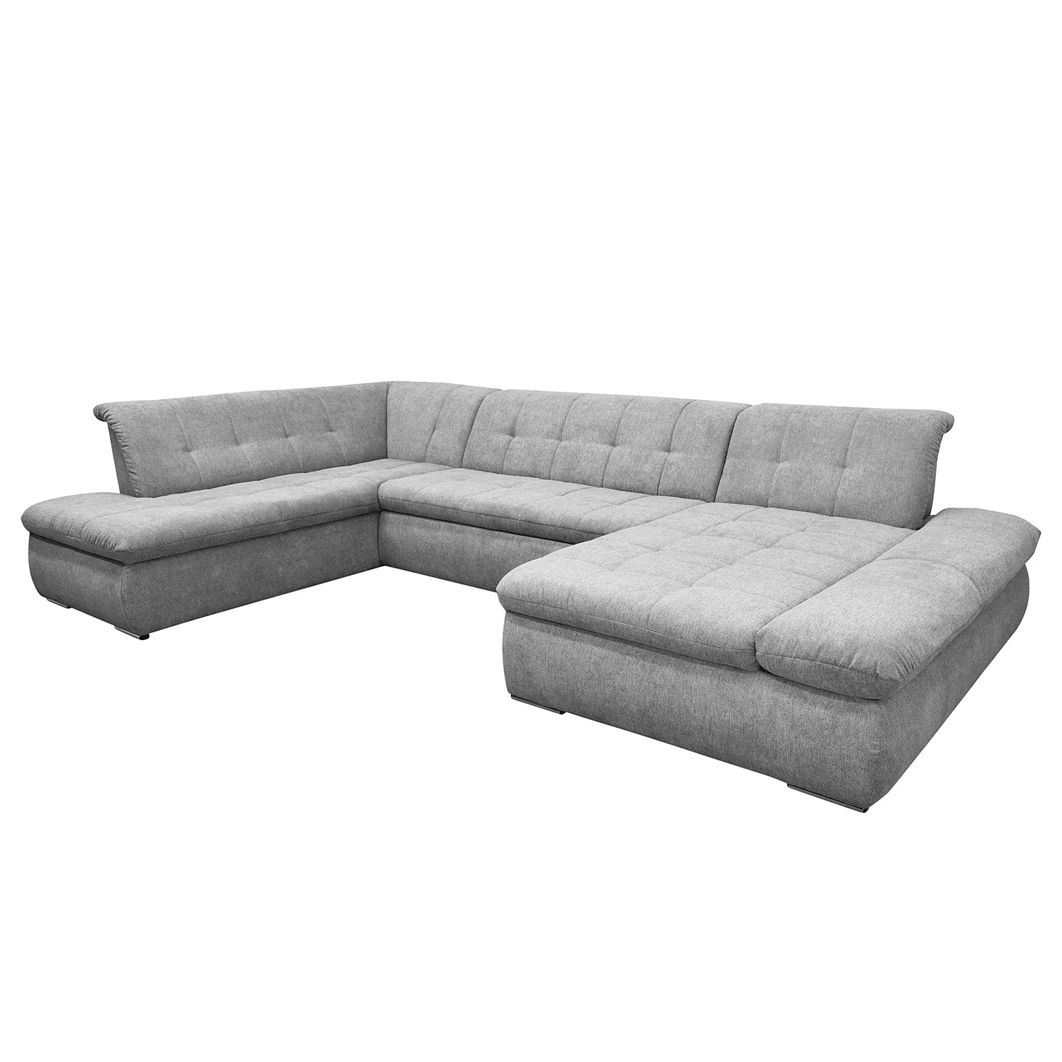 Loftscape Canapé panoramique Lemley - Tissu - Platine - Méridienne courte à droite (vue de face) - Sans fonction 3 Loftscape Canapé panoramique Lemley - Tissu - Platine - Méridienne courte à droite (vue de face) - Sans fonction