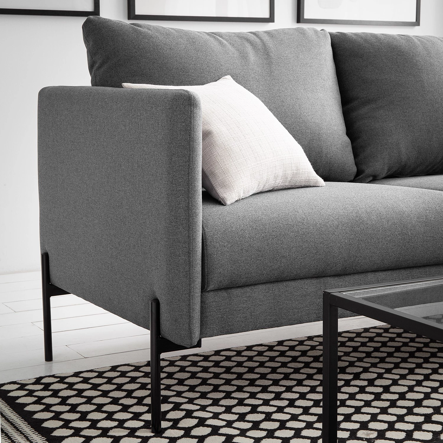 Fredriks Canapé d’angle Pratt - Tissu - Gris foncé - Méridienne courte à droite (vue de face) 6 Fredriks Canapé d’angle Pratt - Tissu - Gris foncé - Méridienne courte à droite (vue de face) – Image 4