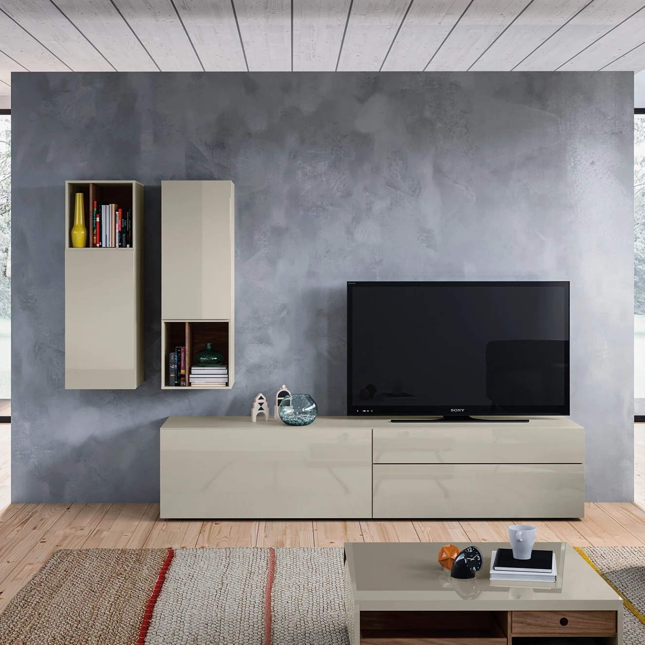 Now! by hülsta Ensemble hülsta now vision I (3 élém.) - Gris Sahara brillant 3 Now! by hülsta Ensemble hülsta now vision I (3 élém.) - Gris Sahara brillant