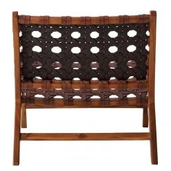 Ars manufacti Fauteuil design Copan - Cuir tressé / Teck massif - marron cognac / Teck -Meubles de salon Soldes 1000183944 200204 15373200004 DETAILS P000000001000183944