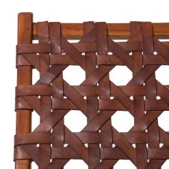 Ars manufacti Fauteuil design Copan - Cuir tressé / Teck massif - marron cognac / Teck -Meubles de salon Soldes 1000183944 200204 15373200006 DETAILS P000000001000183944