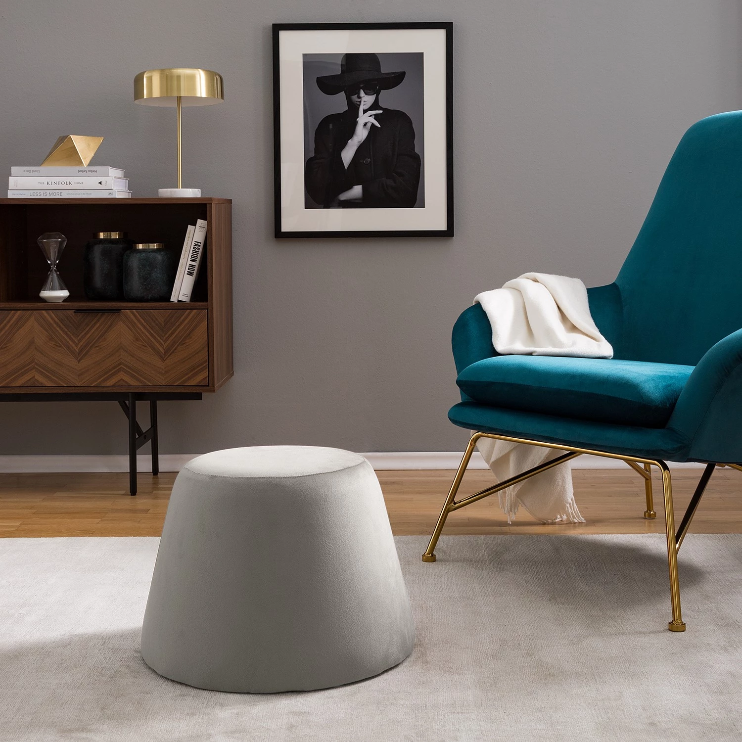 Mørteens Repose-pieds Alak - Velours - Argenté 4 Mørteens Repose-pieds Alak - Velours - Argenté – Image 2