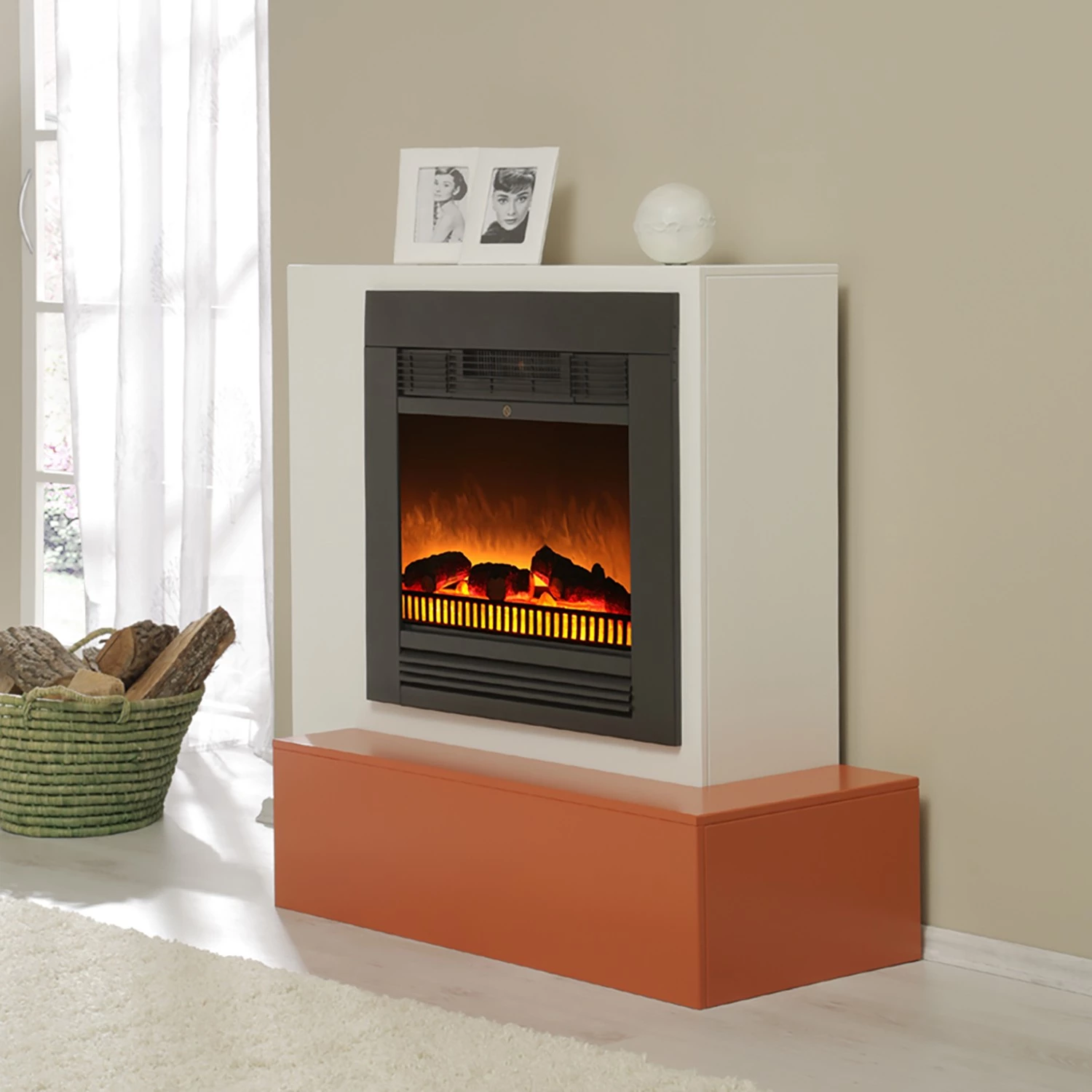 Loftscape Cheminée électrique Saragossa - Blanc / Ambre jaune 4 Loftscape Cheminée électrique Saragossa - Blanc / Ambre jaune – Image 2
