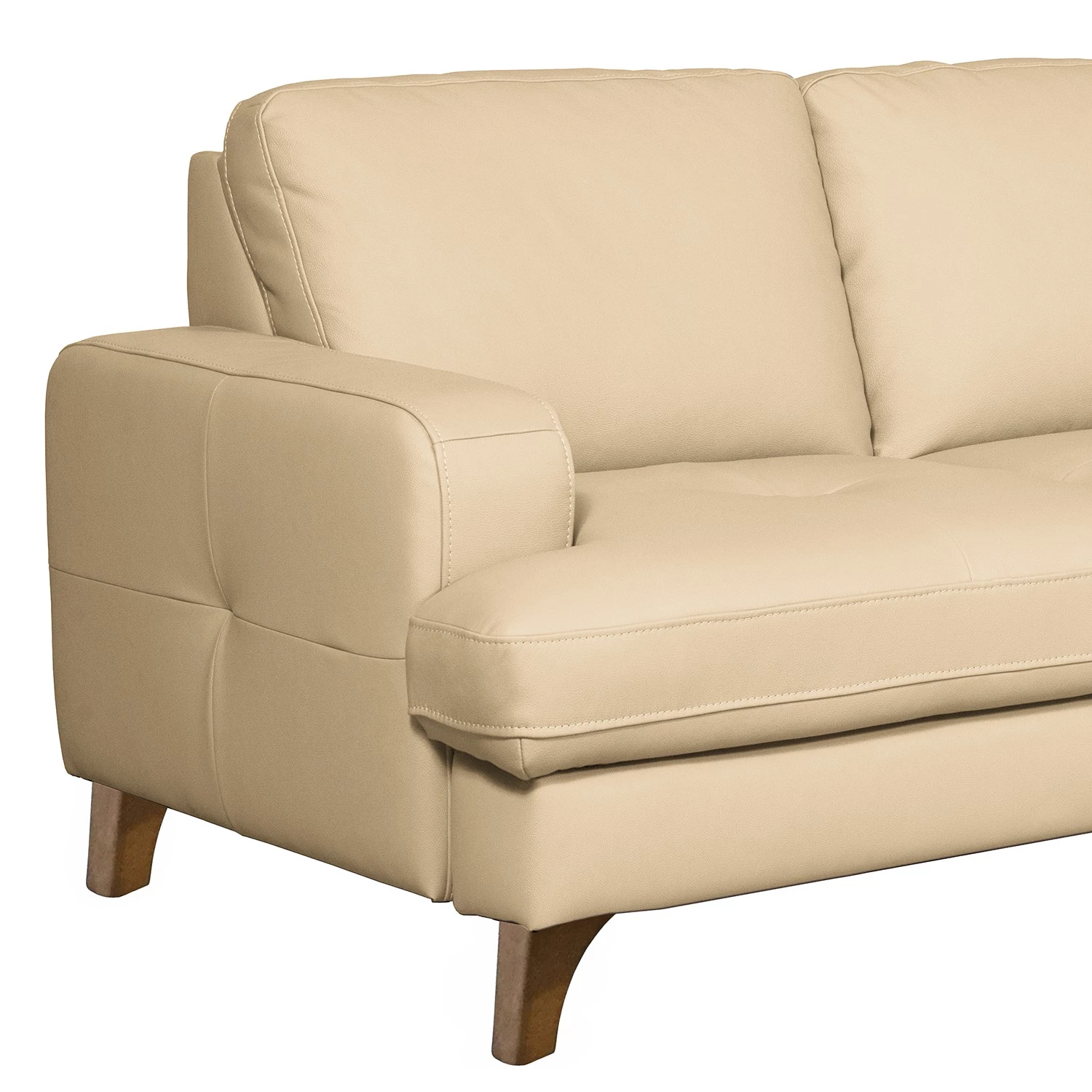 Naturoo Canapé d’angle London - Cuir véritable / Imitation cuir - Beige chaud - Méridienne longue à droite (vue de face) - Sans fonction 7 Naturoo Canapé d’angle London - Cuir véritable / Imitation cuir - Beige chaud - Méridienne longue à droite (vue de face) - Sans fonction – Image 5