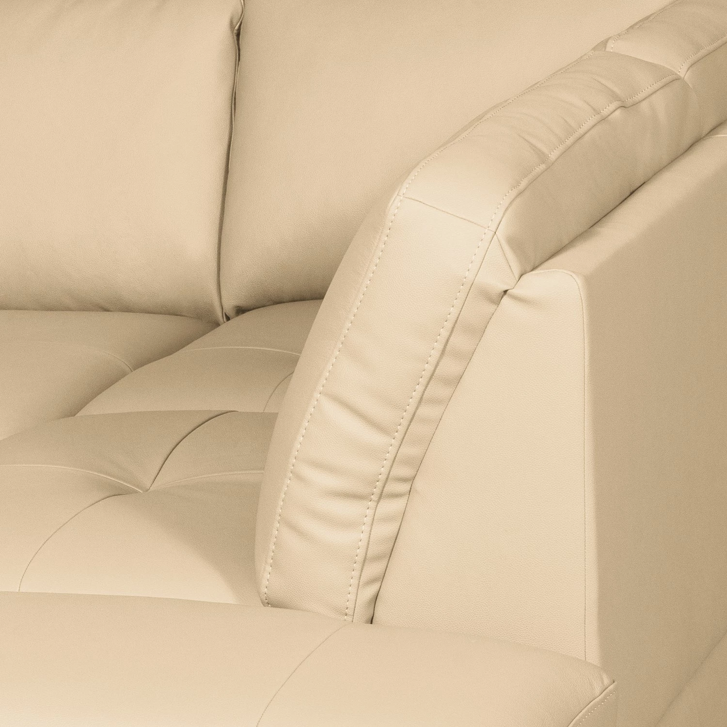 Naturoo Canapé d’angle London - Cuir véritable / Imitation cuir - Beige chaud - Méridienne longue à droite (vue de face) - Sans fonction 8 Naturoo Canapé d’angle London - Cuir véritable / Imitation cuir - Beige chaud - Méridienne longue à droite (vue de face) - Sans fonction – Image 6