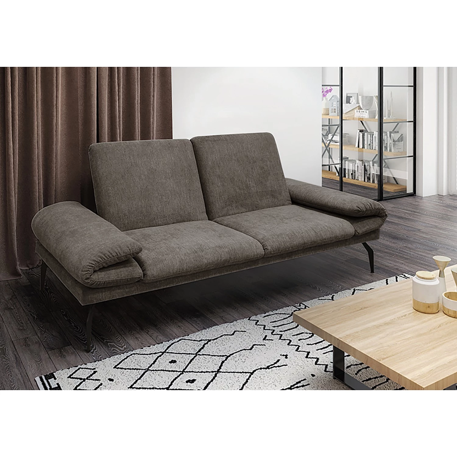 Loftscape Canapé convertible Morell I (2 places) - Tissu - Gris foncé 5 Loftscape Canapé convertible Morell I (2 places) - Tissu - Gris foncé – Image 3