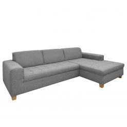 Ars Natura Canapé d’angle Roblin III - Tissu - Gris - Méridienne courte à droite (vue de face) - Sans fonction