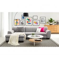 Loftscape Canapé d’angle Lefroy I - Tissu - Gris clair - Méridienne courte à gauche (vue de face) - Fonction couchage -Meubles de salon Soldes 1000186899 200204 16352001266 MOOD DETAILS P000000001000186899 mood