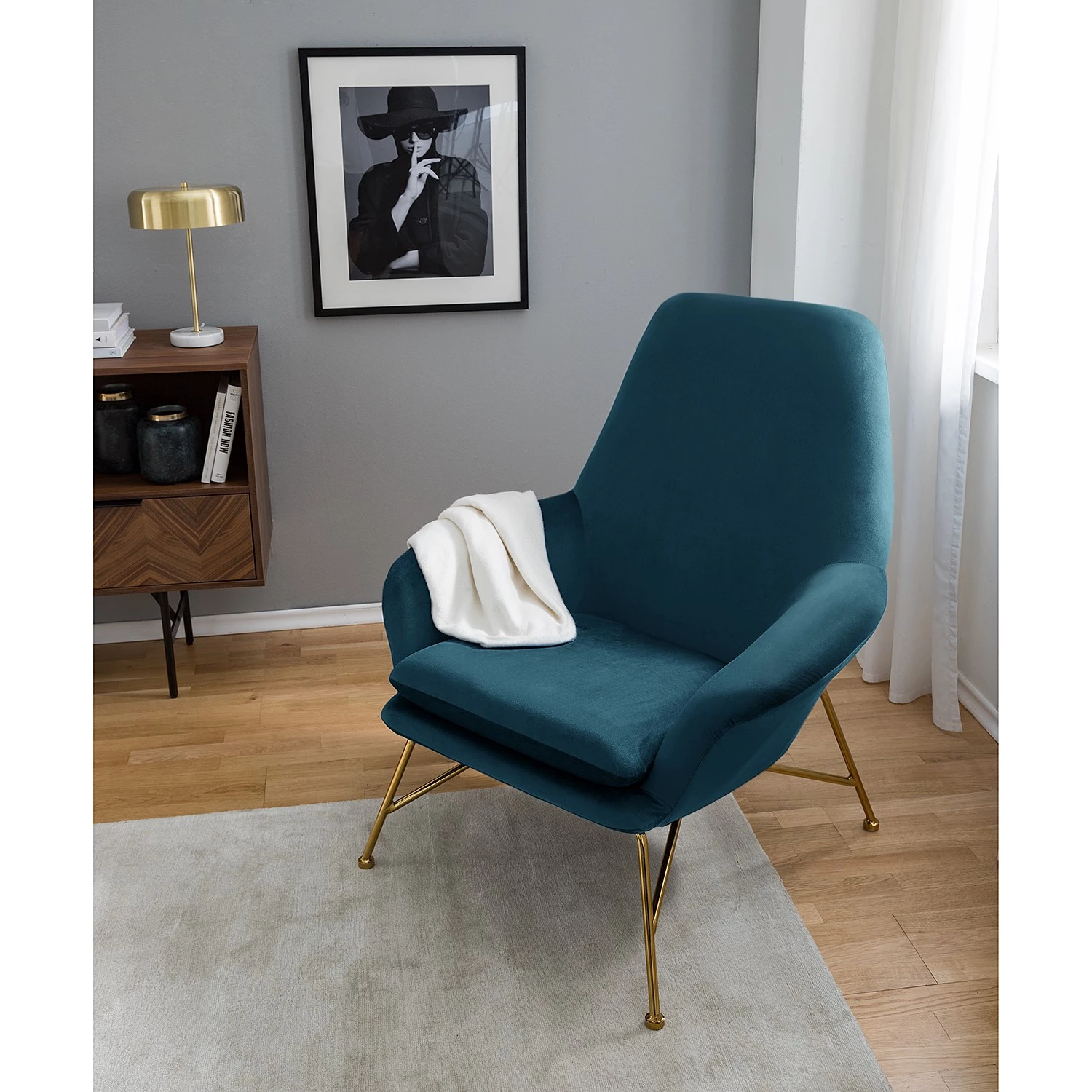 Jack & Alice Fauteuil Miena - Velours - Bleu marine 5 Jack & Alice Fauteuil Miena - Velours - Bleu marine – Image 3