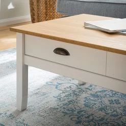 Maison Belfort Table basse Rivery - Pin massif - Blanc -Meubles de salon Soldes 1000187566 200305 14170000002 MOOD DETAILS P000000001000187566 mood