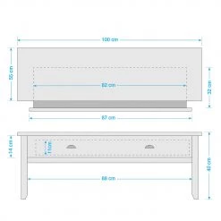 Maison Belfort Table basse Rivery - Pin massif - Blanc -Meubles de salon Soldes 1000187566 210330 15391200001 SKETCH DETAILS P000000001000187566 sketch