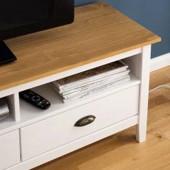 Maison Belfort Meuble TV Rivery - Pin massif - Blanc -Meubles de salon Soldes 1000187577 201111 14522700017 DETAILS P000000001000187577