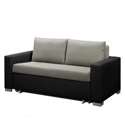 Fredriks Canapé convertible Latina XXI - Imitation cuir / Tissé à plat - Noir / Gris - Largeur : 150 cm