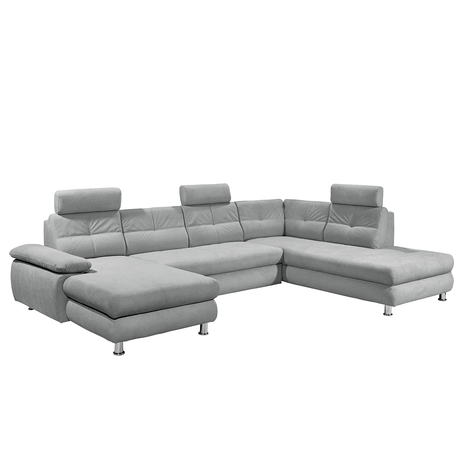 Fredriks Canapé panoramique Ordino - Tissu - Gris clair - Méridienne courte à gauche / longue à droite (vue de face) 3 Fredriks Canapé panoramique Ordino - Tissu - Gris clair - Méridienne courte à gauche / longue à droite (vue de face)