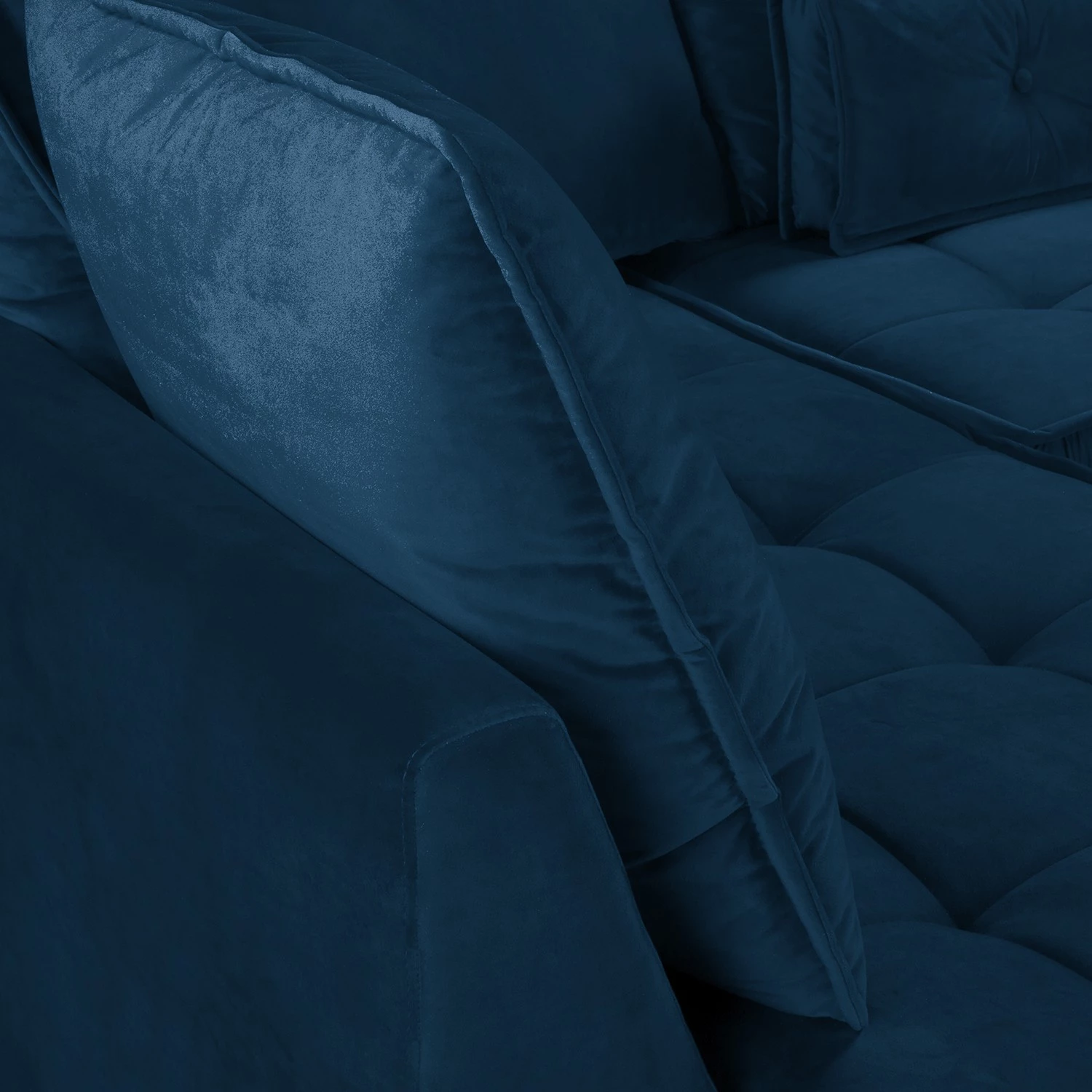 Jack & Alice Canapé panoramique Machado - Bleu marine - Méridienne courte à droite / longue à gauche (vue de face) 13 Jack & Alice Canapé panoramique Machado - Bleu marine - Méridienne courte à droite / longue à gauche (vue de face) – Image 11