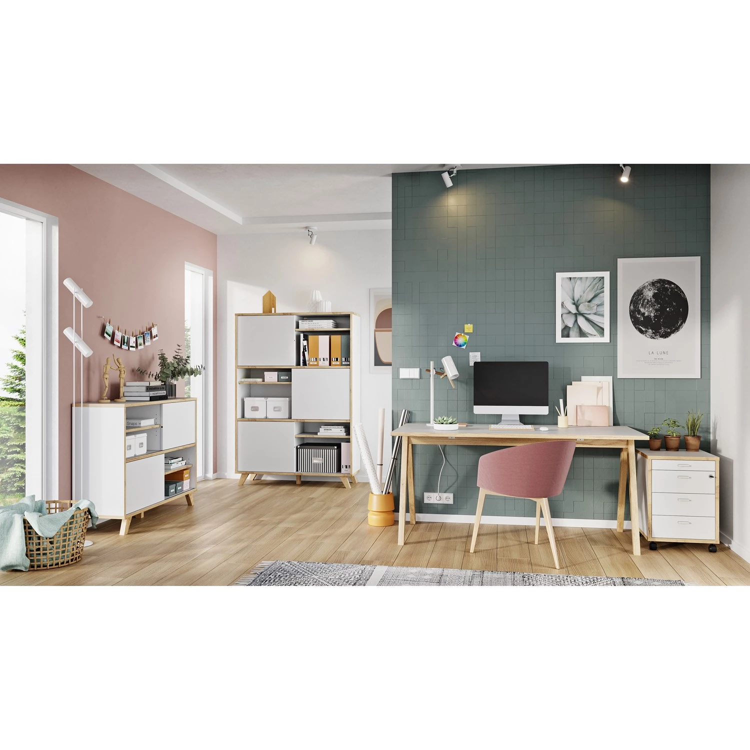 Germania Armoire de bureau Svene - Blanc / Imitation chêne de Sonoma 4 Germania Armoire de bureau Svene - Blanc / Imitation chêne de Sonoma – Image 2